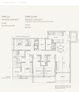 ardor-residence-floor-plans-4-bedroom-study-type-C2